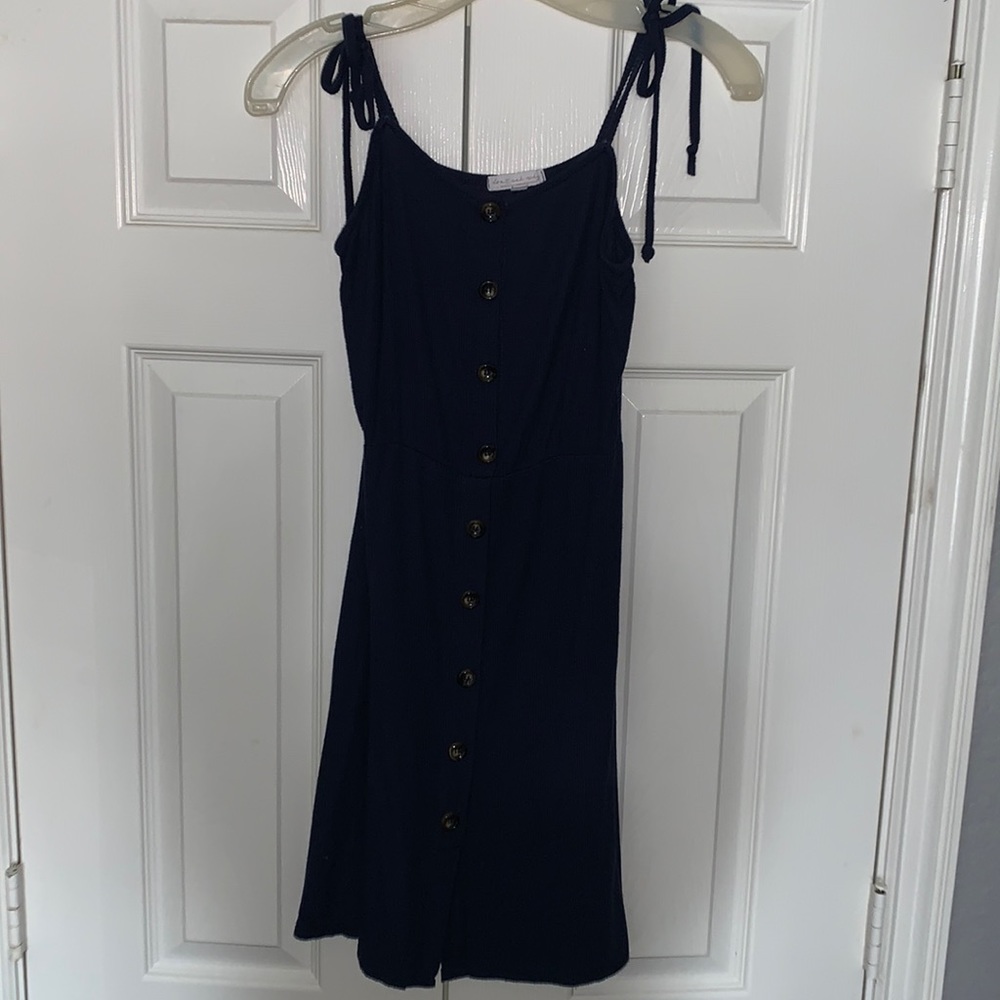 Don’t Ask Why navy, ribbed knit dress.